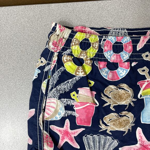 Vilebrequin Starfish Swim Trunks Mens Blue Multi Beach Crabs 7" (Liner Removed) - Picture 3 of 9